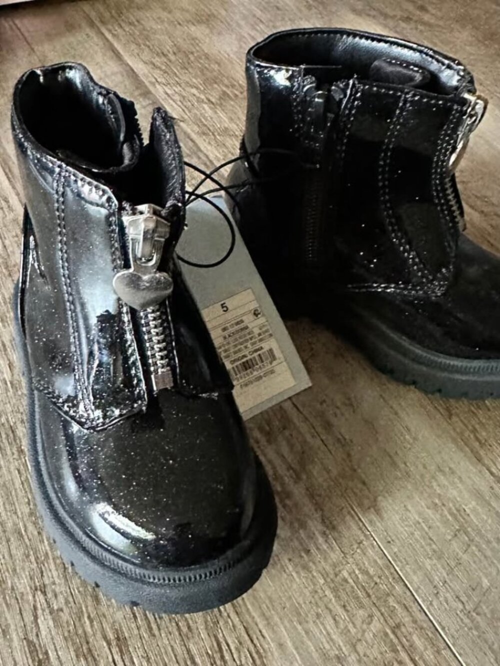 Toddler Size 5 Black Glitter Patent Boots